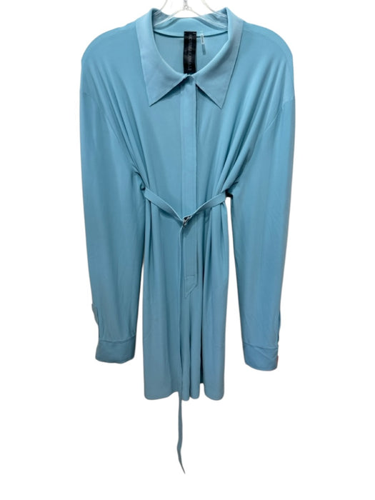 Norma Kamali Size L/40 Light Blue Polyester Long Sleeve Velcro Collar Romper Light Blue / L/40
