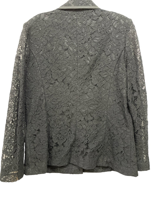 L'agence Size 10 Black Cotton & Nylon Lace 3 button Faux Pocket Blazer Jacket Black / 10