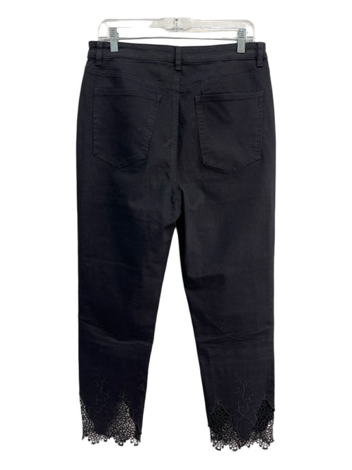 Elie Tahari Size 12 Black Cotton Zip Fly Pockets Lace Trim Jeans Black / 12