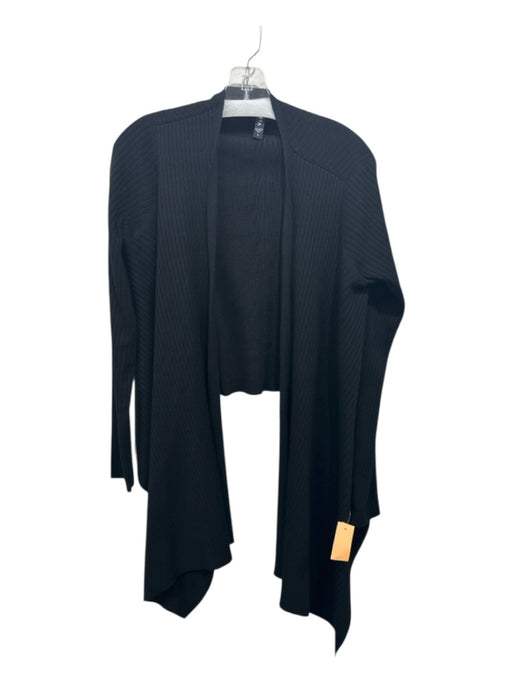 Athleta Size L Black Polyester & Wool Ribbed Knit Long Sleeve Sweater Black / L