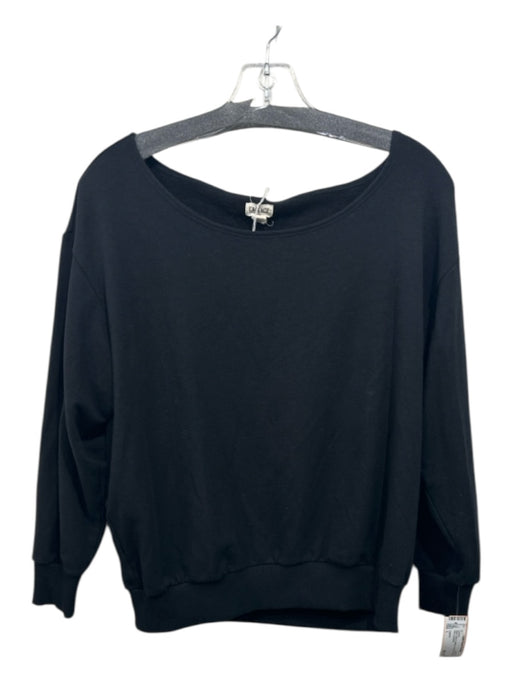 L'agence Size L Black Cotton & Modal Long Sleeve Wide Neck Sweater Black / L