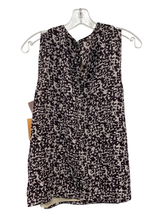 Theory Size Large Brown, Pink, White Silicone Sleeveless Abstract Floral Top Brown, Pink, White / Large