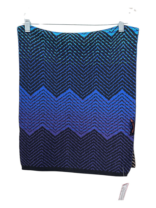 Missoni Purple, Blue, Black Wool Blend jacquard knit Chevron Rectangle scarf Purple, Blue, Black / One Size