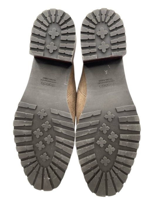 Blondo Shoe Size 9 Taupe Suede Upper Almond Square toe Stacked Block Heel Mules Taupe / 9