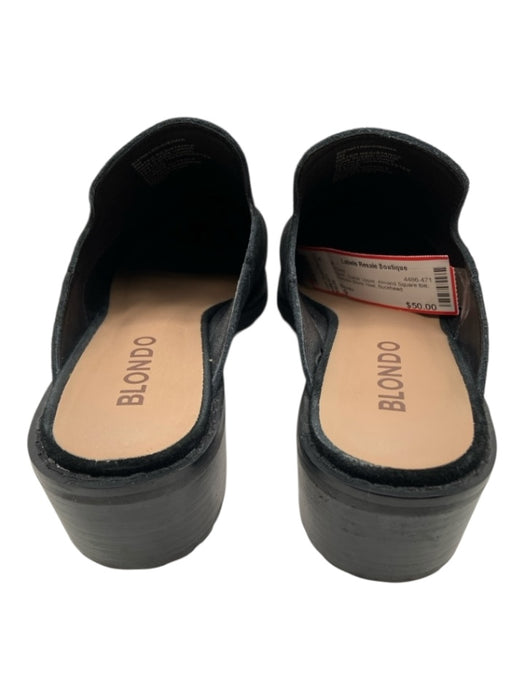 Blondo Shoe Size 9 Black Suede Upper Almond Square toe Stacked Block Heel Mules Black / 9
