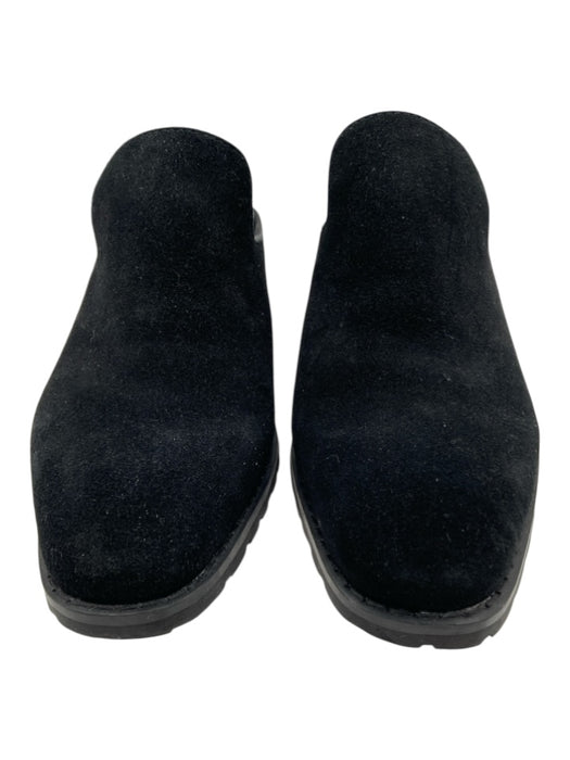 Blondo Shoe Size 9 Black Suede Upper Almond Square toe Stacked Block Heel Mules Black / 9