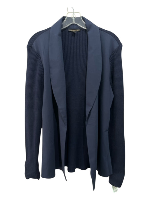 Capsule 121 Size XL Navy Blue Cotton Blend Ribbed Knit Fabric Block Cardigan Navy Blue / XL