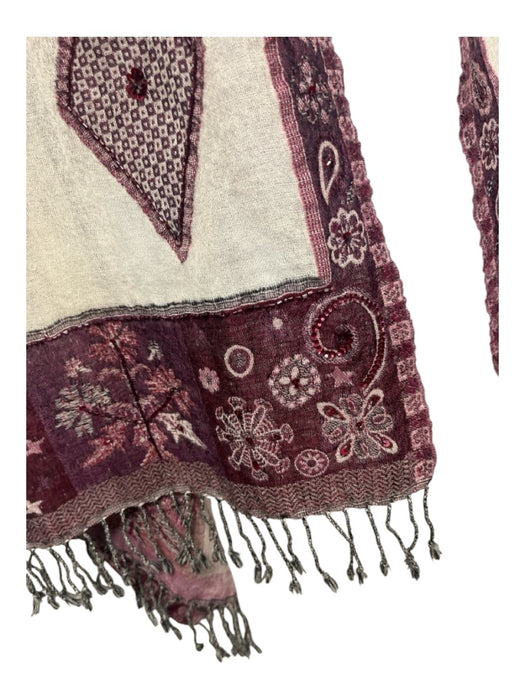 Gerard Darel Beige & Red Wool Beaded Paisley Diamond Rectangular scarf Beige & Red / One Size