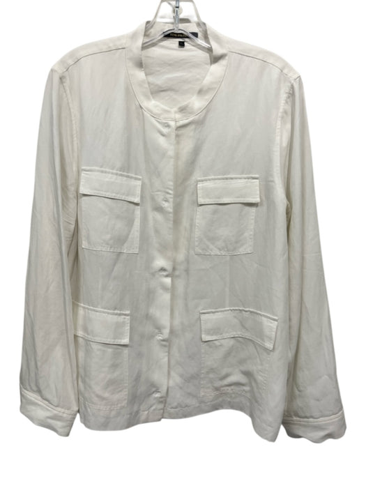 Kobi Halperin Size L White Missing Fabric Tag Long Sleeve Snap buttons Top White / L
