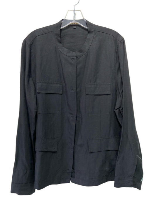 Kobi Halperin Size L Black Missing Fabric Tag Long Sleeve Snap buttons Top Black / L
