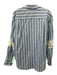 Sandro Blue & White Cotton & Linen Striped Long Sleeve Cut Outs Shirt Dress Top Blue & White