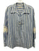 Sandro Blue & White Cotton & Linen Striped Long Sleeve Cut Outs Shirt Dress Top Blue & White