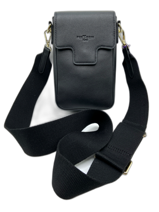 Frederic T Black Leather Flap Crossbody Bag Black / S