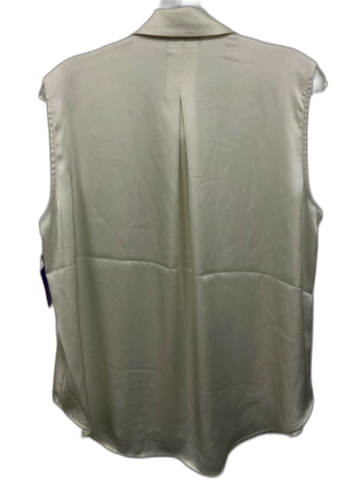 Rag & Bone Size L Ivory White Polyester Satin Button Down Sleeveless Top Ivory White / L