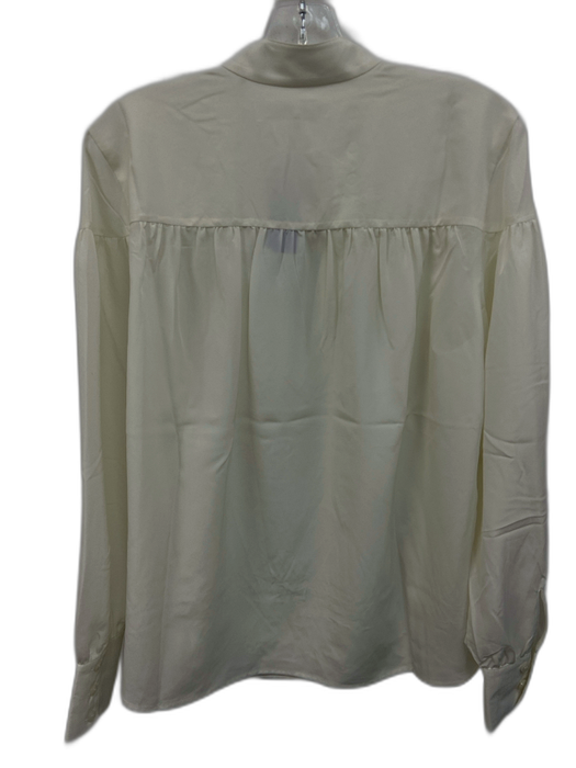 Frame Size L Cream White gathered yoke notched neckline Long Balloon Sleeve Top Cream White / L