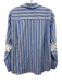 Sandro Size 2 Blue & White Cotton Crochet Lace Accent Stripe Long Sleeve Top Blue & White / 2