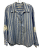 Sandro Size 2 Blue & White Cotton Crochet Lace Accent Stripe Long Sleeve Top Blue & White / 2