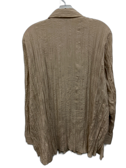 Eileen Fisher Size S Tan Silk Crinkle Long Sleeve Button Down Top Tan / S