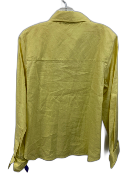 Vince Size 14 Yellow Linen Blend Mother of Pearl Button Down Pockets Top Yellow / 14