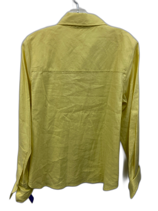 Vince Size 14 Yellow Linen Blend Mother of Pearl Button Down Pockets Top Yellow / 14
