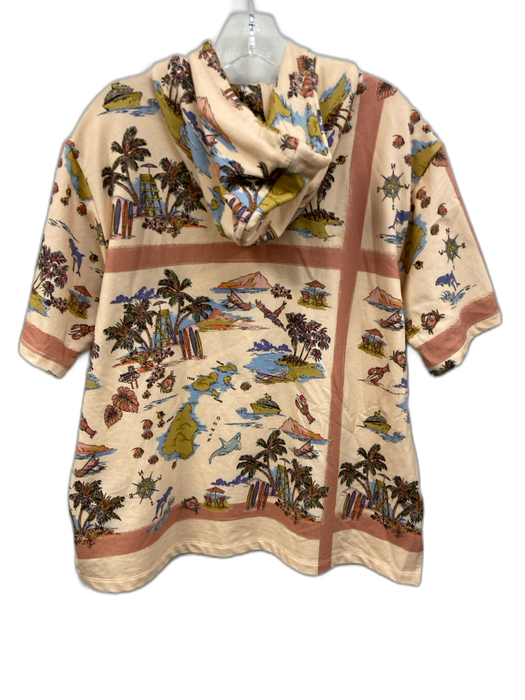Johnny Was Size M Beige, Red, Multi Cotton Blend Hawaiian Short Sleeve Top Beige, Red, Multi / M