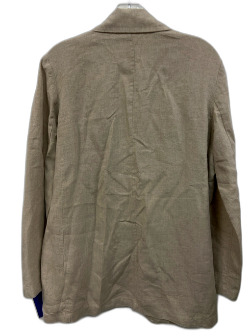 Eileen Fisher Size S Oatmeal Beige Linen Open Front Pockets Blazer Jacket Oatmeal Beige / S