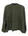 Eileen Fisher Size M Dark Green Cotton Seersucker Long Sleeve Button Up Top Dark Green / M