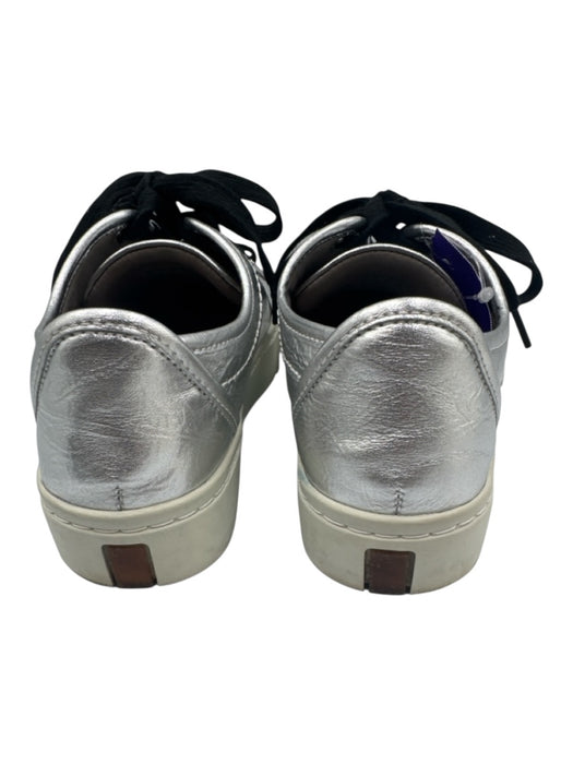 All Saints Shoe Size 39 Silver Leather Coated lace up Low Top Sneakers Silver / 39