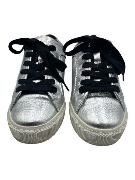All Saints Shoe Size 39 Silver Leather Coated lace up Low Top Sneakers Silver / 39