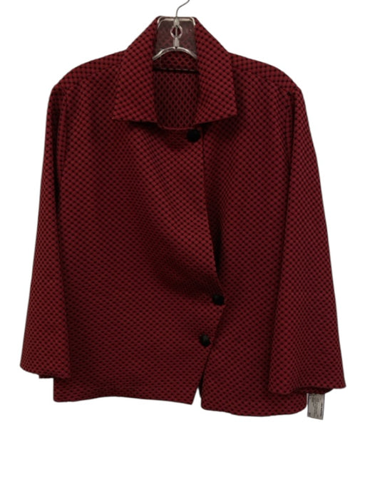 Emmelle Size L Red & Black Polyester Asymmetric Dotted Wide Sleeves Boxy Jacket Red & Black / L