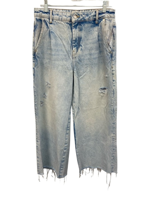 We The Free Size 29 Light Wash Cotton Blend Denim Distressed Front Pleat Jeans Light Wash / 29
