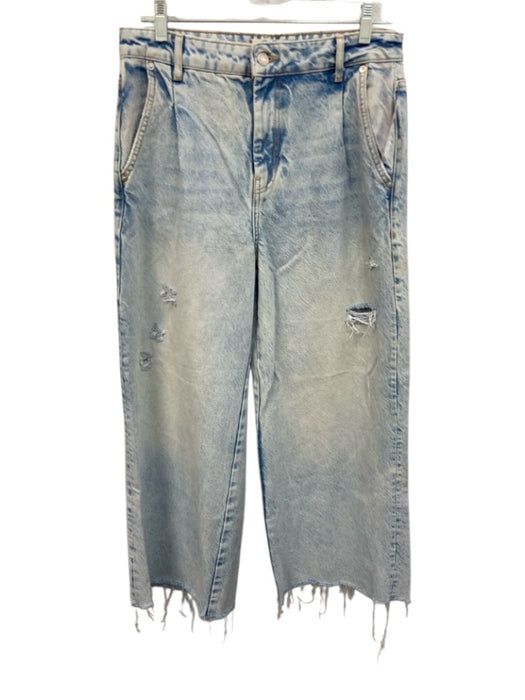 We The Free Size 29 Light Wash Cotton Blend Denim Distressed Front Pleat Jeans Light Wash / 29