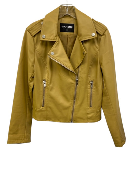 Noize Size S Mustard Yellow Polyurethane & Polyester Zip Up faux leather Jacket Mustard Yellow / S