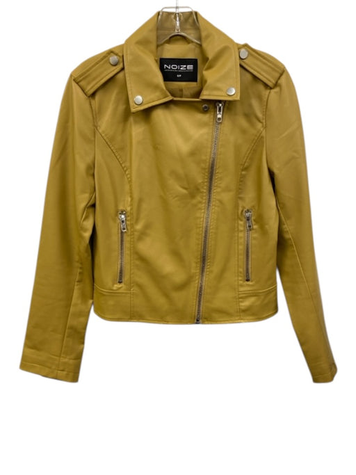 Noize Size S Mustard Yellow Polyurethane & Polyester Zip Up faux leather Jacket Mustard Yellow / S