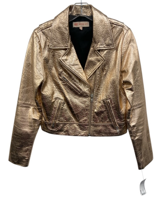 Wythe NY Size S Gold Leather Metallic Zip Up Biker Jacket Gold / S