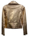 Wythe NY Size S Gold Leather Metallic Zip Up Biker Jacket Gold / S