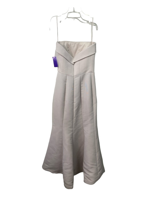 Amsale Size 8 Beige Polyester Strapless Trumpet Floor Length boning Gown Beige / 8