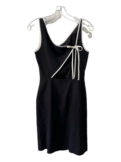 David Meister Size 6 Black & White Rayon Blend Asymmetric Neckline Dress Black & White / 6