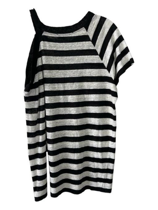 IRO Size XS Black & White Linen Striped Cold Shoulder Short Sleeve Top Black & White / XS