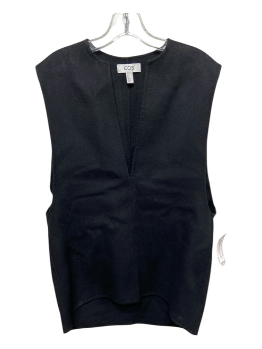 COS Size 2 Black Wool & Lyocel V Neck seam detail Sleeveless Top Black / 2