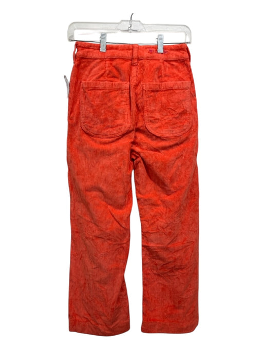 Vilagallo Size 40/S Orange Cotton Corduroy Straight Leg Button Detail Pants Orange / 40/S