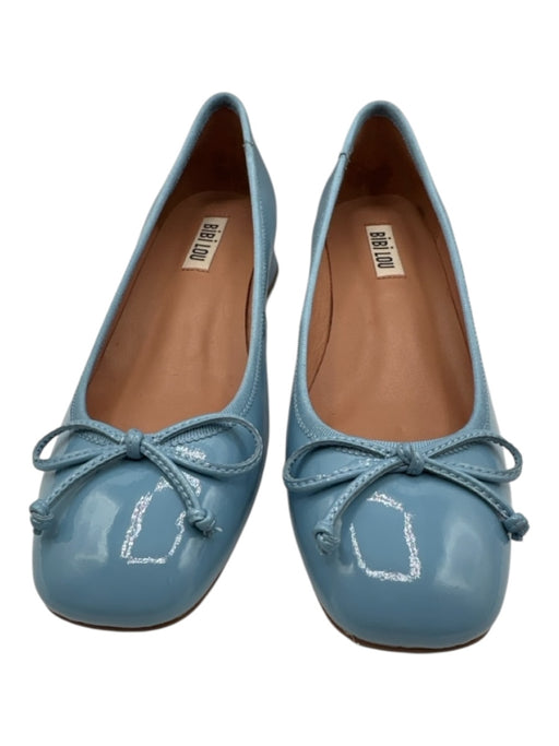 Bibi Lou Shoe Size 36 Baby Blue Patent Leather Bow detail Block Heel Pumps Baby Blue / 36