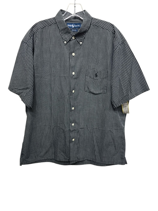 Polo Ralph Lauren Size L Black & White Cotton Grid Button Down Short Sleeve Black & White / L