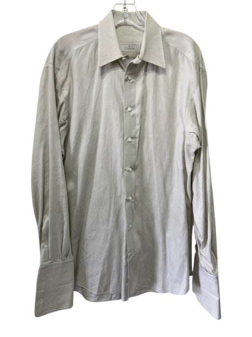 Ermenegildo Zegna Size 15.5 Light Gray Button Down Men's Long Sleeve Shirt Light Gray / 15.5
