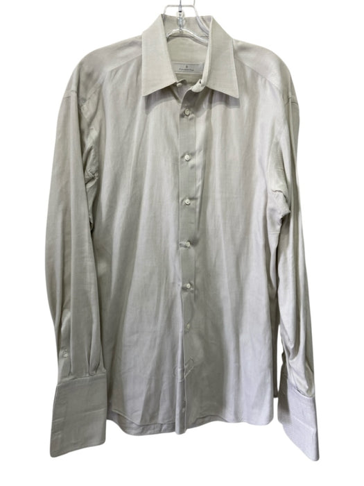 Ermenegildo Zegna Size 15.5 Light Gray Button Down Men's Long Sleeve Shirt Light Gray / 15.5