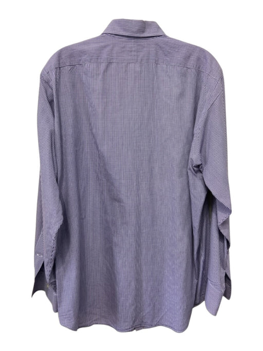Polo Size 15.5 Purple & White Cotton Plaid Button Down Men's Long Sleeve Shirt Purple & White / 15.5