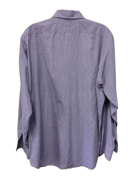 Polo Size 15.5 Purple & White Cotton Plaid Button Down Men's Long Sleeve Shirt Purple & White / 15.5