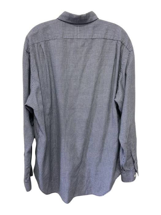 Polo Size L White, Black & Blue Print Cotton Button Down Men's Long Sleeve Shirt White, Black & Blue Print / L