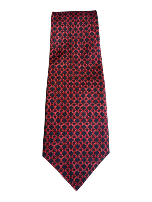 Hermes Red & Black Silk Chain Men's Ties Red & Black