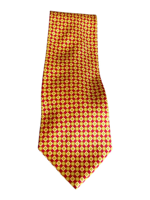 Dior Red & Yellow Silk Floral Men's Ties Red & Yellow